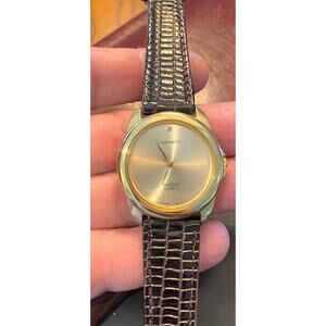 Women's 35mm Gold Tone Lindenwold Watch,. Diamond Series, Leather Band